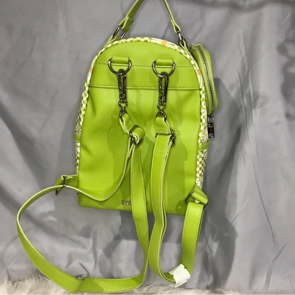 Madden NYC Daisy Floral Zip Chain Mini Backpack with Matching Wallet Pouch NEW